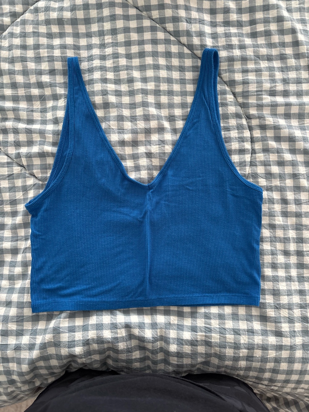 PacSun Royal Blue Ribbed V-Neck Crop Tank